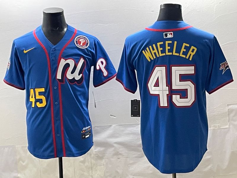 Men 2025 Philadelphia Phillies #45 Wheeler Blue All star Nike MLB Jersey style 07->philadelphia phillies->MLB Jersey
